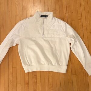 Ralph Lauren White Quilted Cashmere Quarter Zip